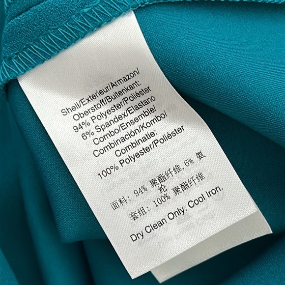 Donna Karan Women’s Size 12 Teal Black Sleeveless Layered Sheer Front Dress - Picture 11 of 11